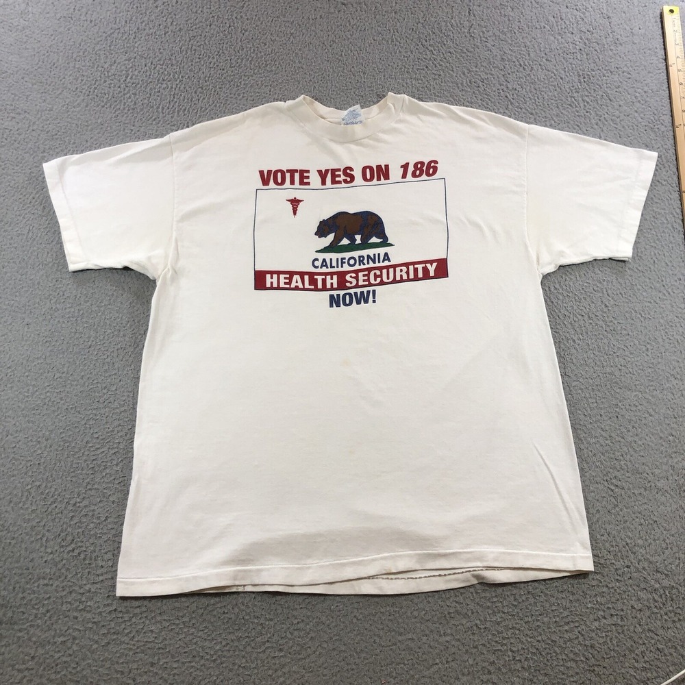 Vtg Vote Yes's On 186 T Shirt Men XL White Health Security